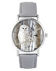 zegarki damskie Zegarek - Biała sowa - skóra, szary