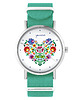 zegarki damskie Zegarek - Serce folk - turkusowy, nylonowy