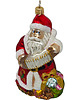bombki Ręcznie malowana bombka szklana czerwony Mikołaj z akordeonem