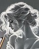 grafiki i ilustracje Rysunek suchą pastelą Ubrana w światło"