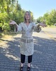 sukienki midi damskie Kimono z pasem z frędzlami tłoczony wzór.