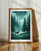 plakaty PLAKAT Bory Tucholskie las ilustracja jeleń