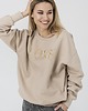 bluza bez kaptura damska Beżowa bluza ze zdobieniem