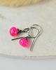 kolczyki srebrne Chalcedon hot pink krople - srebrne kolczyki
