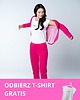 komplety damskie Komplet garnitur damski Fuchsia Fever różowy z dresówki GRATIS T-SHIRT