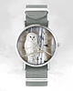 zegarki damskie Zegarek - Biała sowa - szary, nylonowy