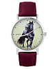 zegarki unisex Zegarek - Czarny koń 2 - skórzany, burgund