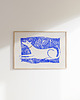 grafiki i ilustracje Dog on a blanket, grafika z psem, kobaltowy pies