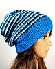 czapki damskie Czapka beanie hipster krasnal turkusowa w paseczki