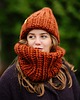 czapki damskie Komplet wełniany- czapka i komin PERUVIAN WOOLY terakota