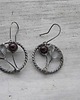 kolczyki wire wrapping Granaty  -  gałązki  -  kolczyki