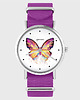 zegarki damskie Zegarek - Motyl - amarant, nylonowy