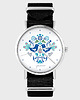 zegarki damskie Zegarek - Ptaki folkowe, niebieskie - czarny