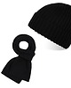 czapki damskie ZESTAW ZIMOWY MĘSKI CZARNY ZZ-07-BL CZAPKA A-06 I SZALIK D-06