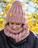 czapki damskie Różowy komplet zimowy czapka i komin Peruvian WOOLY