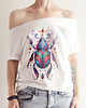 t-shirt damskie Żuk kolor koraliki boho Biały Oversize