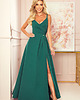 sukienki maxi damskie 299-4 CHIARA elegancka maxi suknia zielona