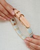 smycze i obroże dla psów i kotów Obroża Łączona Light Blue / Nude Leather 2 cm