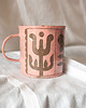 kubki Duży Różowy Kubek Ceramiczny w Stylu Vintage - Sgraffito, Ceramika