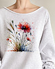 bluza bez kaptura damska Maki kłosy szara bluza cięta