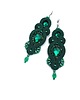 kolczyki soutache Kolczyki sutasz zielone "Orina" długie wiszące wieczorowe z kryształami