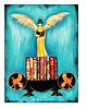 obrazy Anioł Bibliofil 12, oryginalny obraz ręcznie malowany, collage