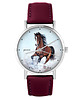 zegarki unisex Zegarek - Brązowy koń - skórzany, burgund
