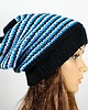 czapki damskie Czapka beanie hipster krasnal czarna w paseczki