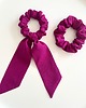 gumki do włosów Jedwabna scrunchie Fuksja Chic z odwiązywaną szarfą