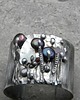 bransoletki wire wrapping Fioletowe perły  -  bransoleta mankiet CUFF