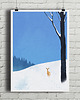 plakaty Zima w lesie / Sarna na śniegu - plakat fine art