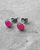 kolczyki wire wrapping 6mm agat fuksja - sztyfty