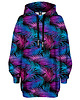 bluza z kapturem damska Bluza Oversize Tunika DR.CROW Palmy Fiolet