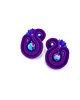 kolczyki soutache Largo kolczyki sztyfty sutasz z jaspisem fioletowo turkusowe małe lekkie