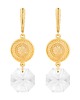 kolczyki swarovski Złote długie kolczyki z medalionami i kryształami SWAROVSKI CRYSTAL