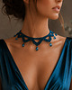 chokery Morski petrol choker naszyjnik koronkowy