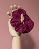 gumki do włosów Scrunchie burgund w kropki