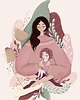 grafiki i ilustracje Mom and daughter