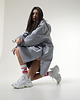 kurtki damskie Kurtka wiatrówkaanorak  longline szara