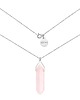 srebrne naszyjniki Srebrny naszyjnik z dużym kwarcem różowym