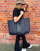 torby XXL Torba typu Shopper Bag czarna pikowana z haftem large size