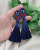 kolczyki soutache Kolczyki z chwostami marynarskie, niebieskie chwosty, długie klipsy