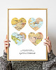 plakaty Plakat Personalizowana mapa PODRÓZE serca 4 miejsca