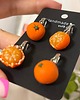 kolczyki z masy plastycznej Zestaw kolczyków mandarynkowych 3w1, mix & match, biżuteria owocowa handmade