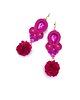 kolczyki soutache Rose kolczyki sutasz różowe lekkie wiosenne z kryształkiem i kwiatkiem