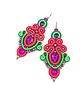 kolczyki soutache Tilla kolczyki sutasz zielono różowe wiosenne barwne z kryształkami