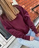 bluza bez kaptura damska Sempre Tu / burgundowa bluza bawełniana