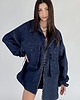 kurtki damskie Bluza/ kurtka koszulowa oversize denim dark blue