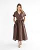 sukienki midi damskie Lniana Sukienka JASMINE DARK CHOCOLATE