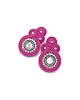 kolczyki soutache Kolczyki sutasz sztyfty małe srebrno różowe z kryształkami Gracia